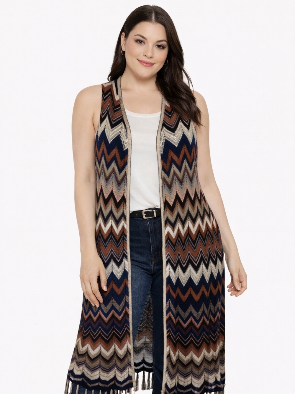 Signature Studio Multicolor Open Cardigan, Women's Size L